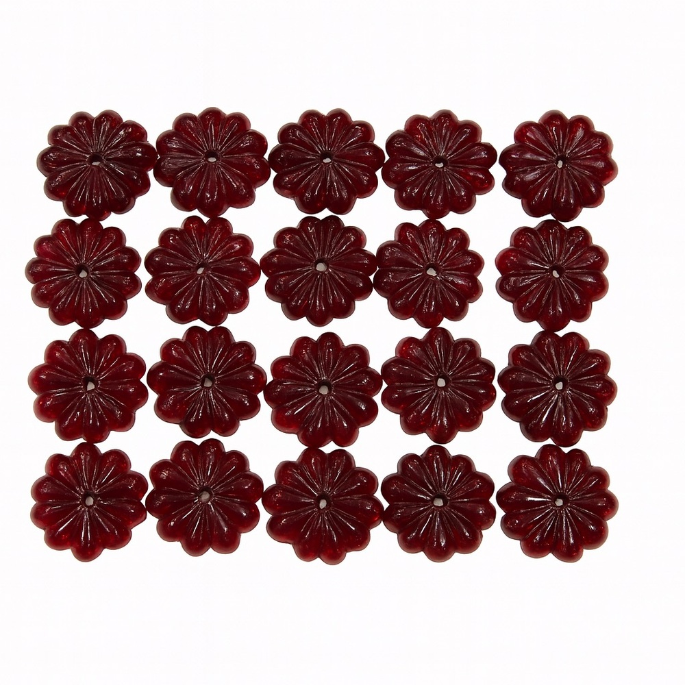 20 Vintage Czech Rosettes w/ Center Hole Garnet Colored